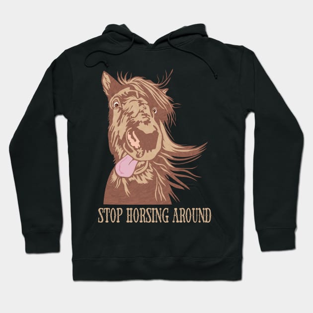 Horse With Tongue Out Hoodie by Miozoto_Design